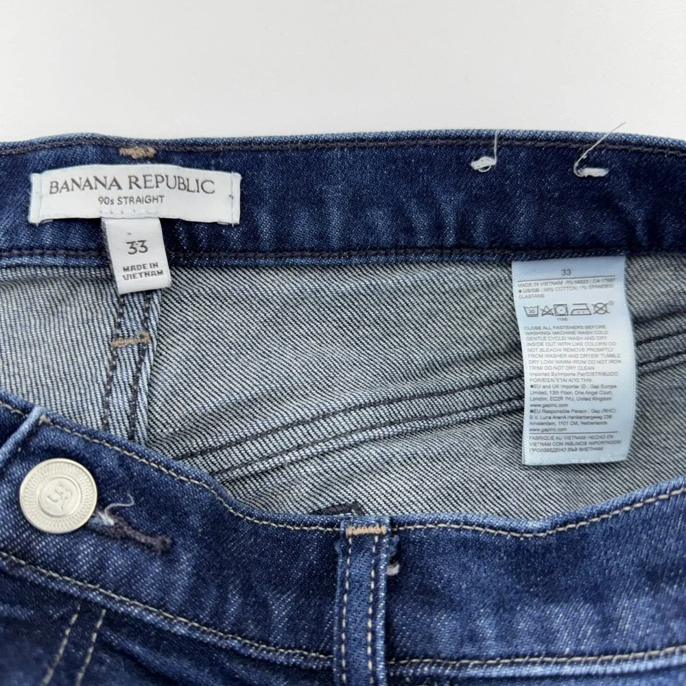 Banana Republic 90s Straight Dark Wash Jeans Mens 33 High Rise S/825196-01